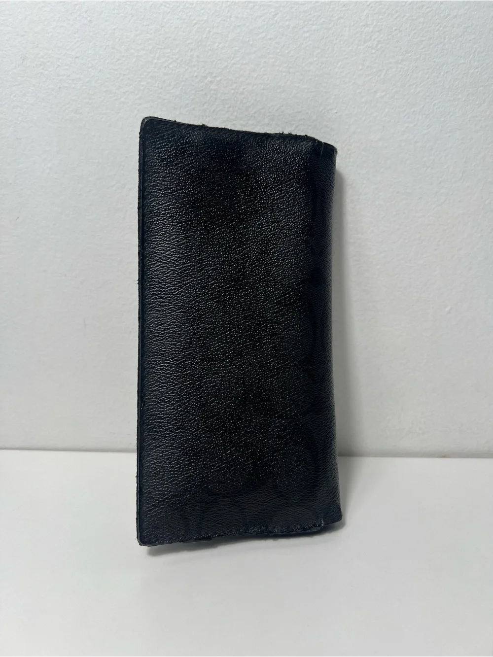 Coach Breast Pocket Black Monogram Signature Canvas Logo Slim Long Bifold Wallet